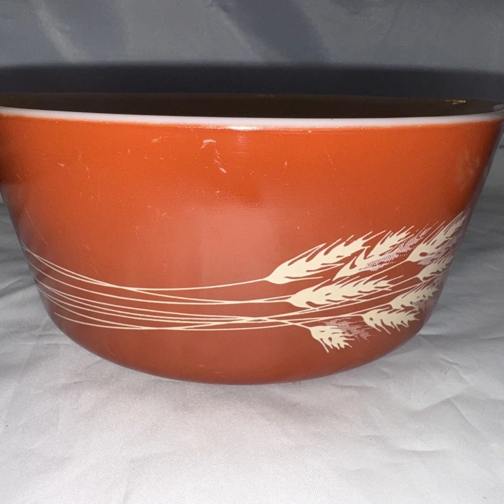 Vintage Pyrex‎ Autumn Harvest Wheat Cinderella Nesting Mixing Bowls -2